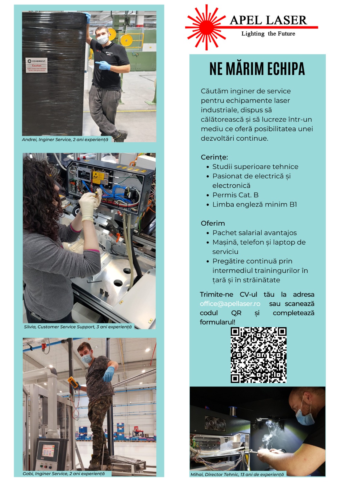 Recrutare Inginer service echipamente laser mediu industrial
